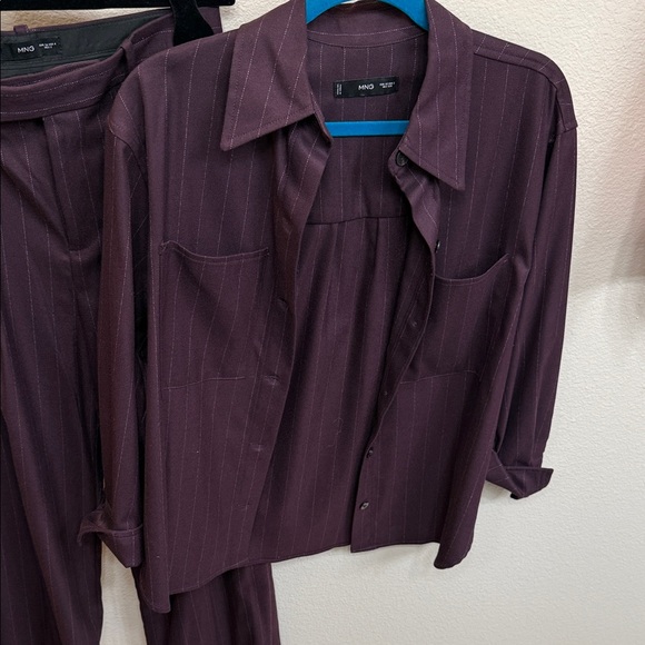 Mango Pinstripe Shirt and Trousers Set - Plum - Picture 6 of 13